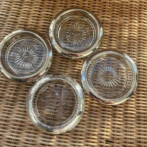 Elegant Silver and Glass Coasters Set of 4